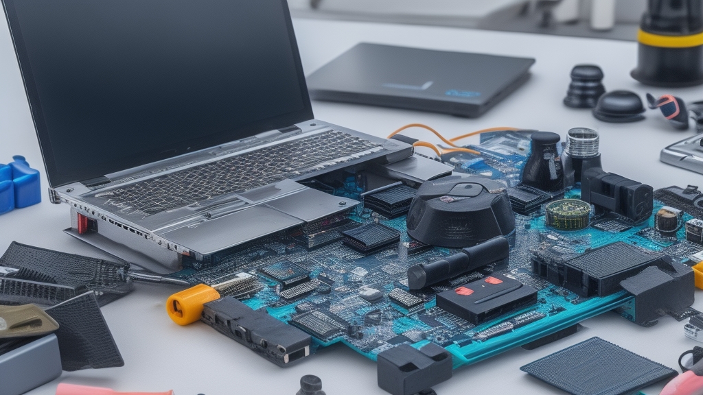 Professzionális gaming laptop karbantartás sűrített levegővel, tisztítóeszközökkel és mikroszálas kendővel